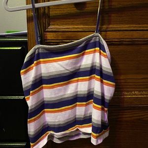 Colored strips cropped tank top